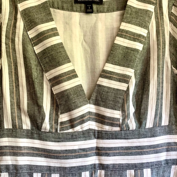 BANANA REPUBLIC COTTON LINEN STRIPED DRESS LINED GRAY 2 P - Picture 3 of 7